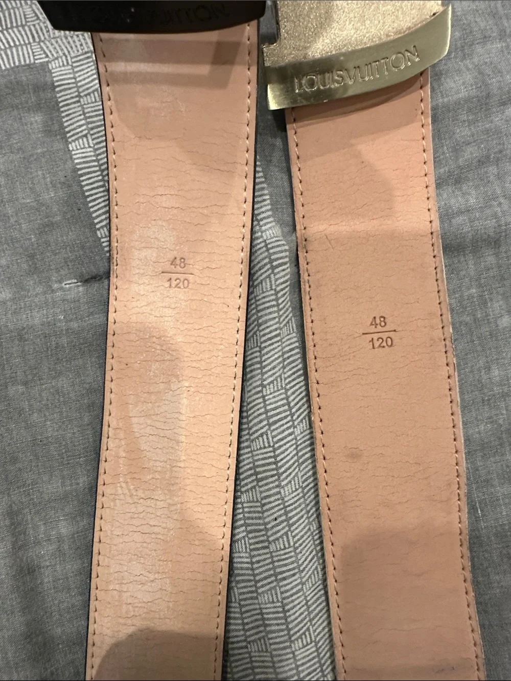 Reversible Black and Beige Leather Belt Duo